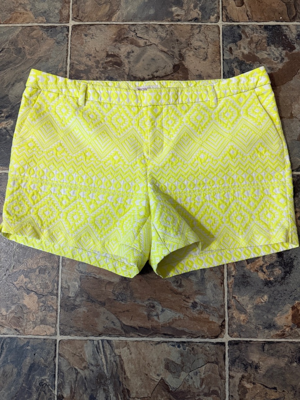 Merona Neon Yellow Patterned Jean Shorts